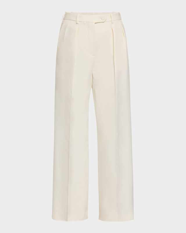 Bart Pleated Taper Leg Wool Trousers